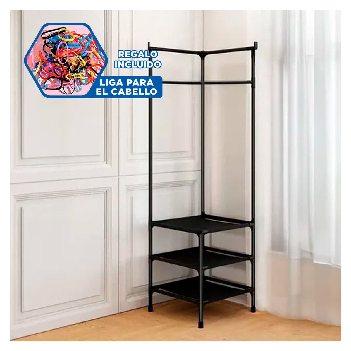 ESTRUCTURA ESQUINERA CON ZAPATERA Y PERCHERA PARA HOGAR Y CASA CON USO PRACTICO Y+LIGAS REGALO - 2