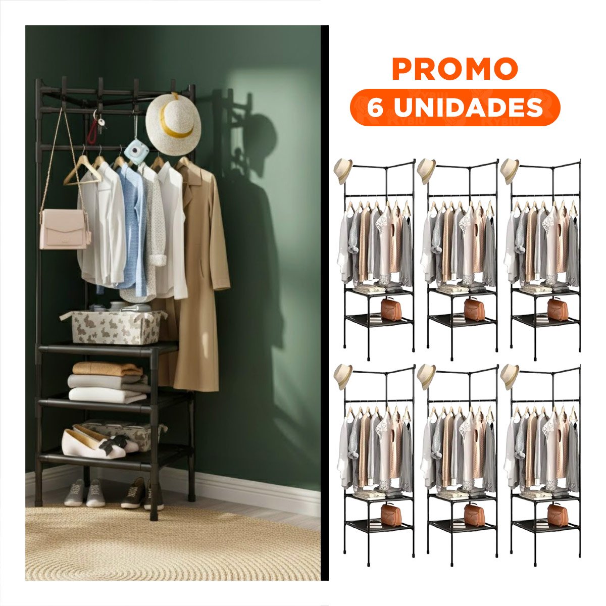 PACK6 SOPORTE DE ESQUINA CON ZAPATERA Y PERCHERA PARA CASA Y HOGAR ORDENADO Y+REGALO STICKER - 1
