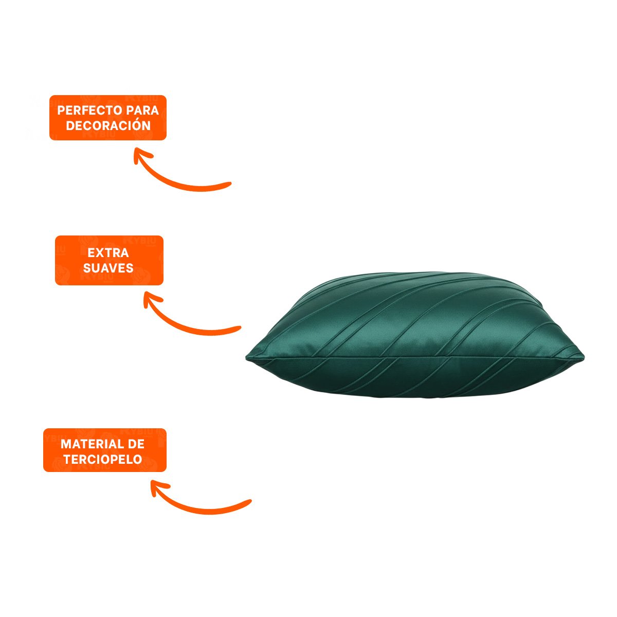 FUNDA PENSADA PARA ALMOHADA CON ESTILO DIAGONAL Y TERCIOPELO DE COLOR VERDE OSCURO Y+POST IT - 5