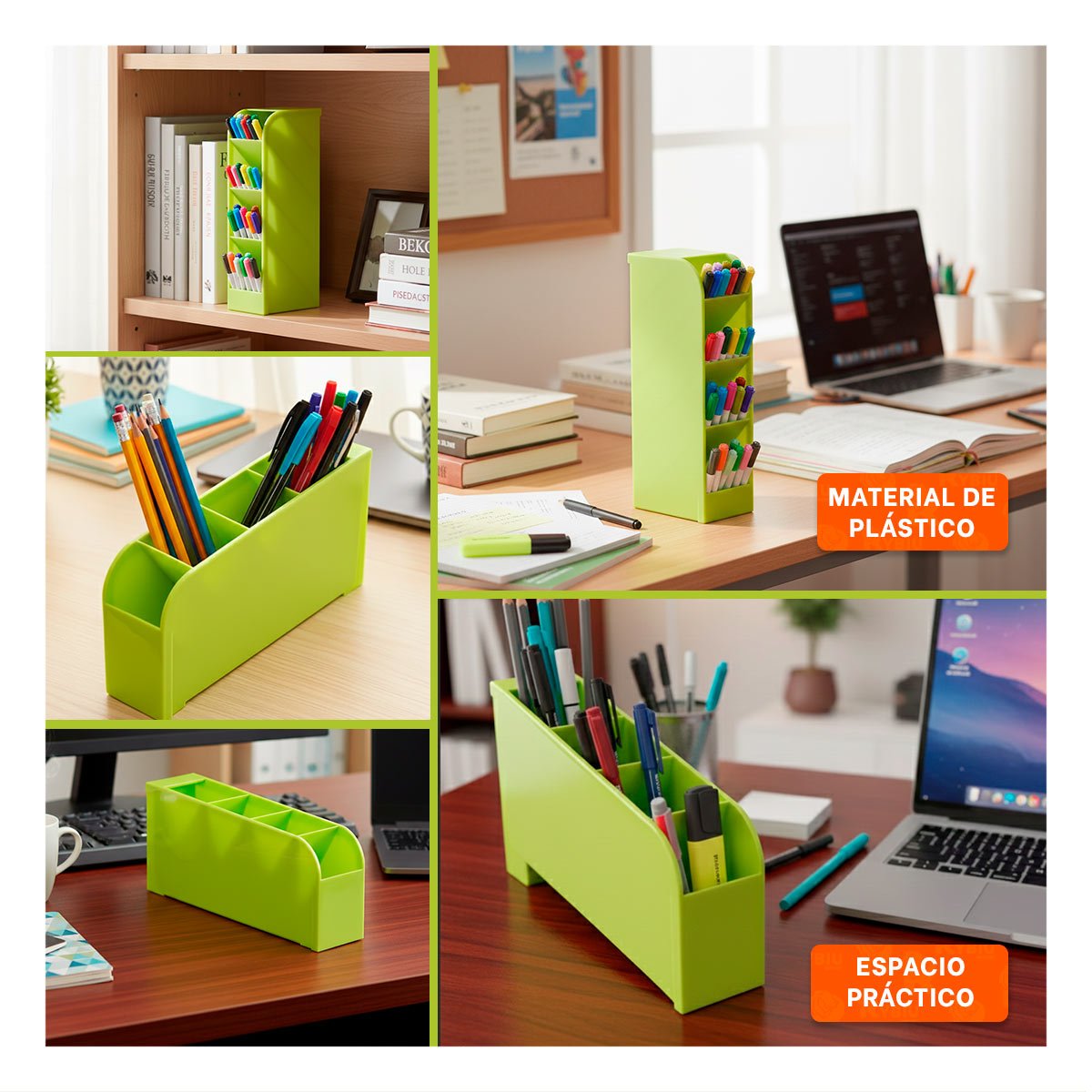ORGANIZADOR INCLINADO PARA PAPELERIA VISIBLE EN ESCRITORIO VERDE Y+PAPEL REGALO - 3
