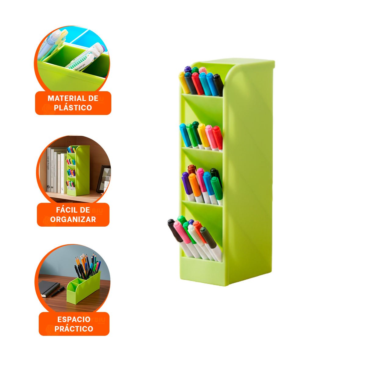 ORGANIZADOR INCLINADO PARA PAPELERIA VISIBLE EN ESCRITORIO VERDE Y+PAPEL REGALO - 5