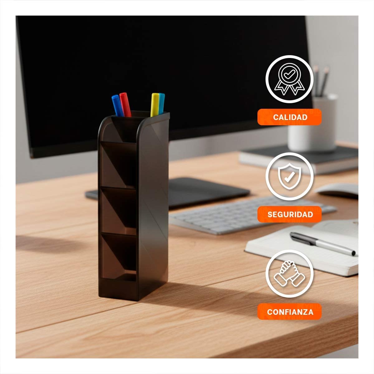 PACK12 SOPORTE COMPACTO PARA PAPELERIA VISIBLE NEGRO - 3