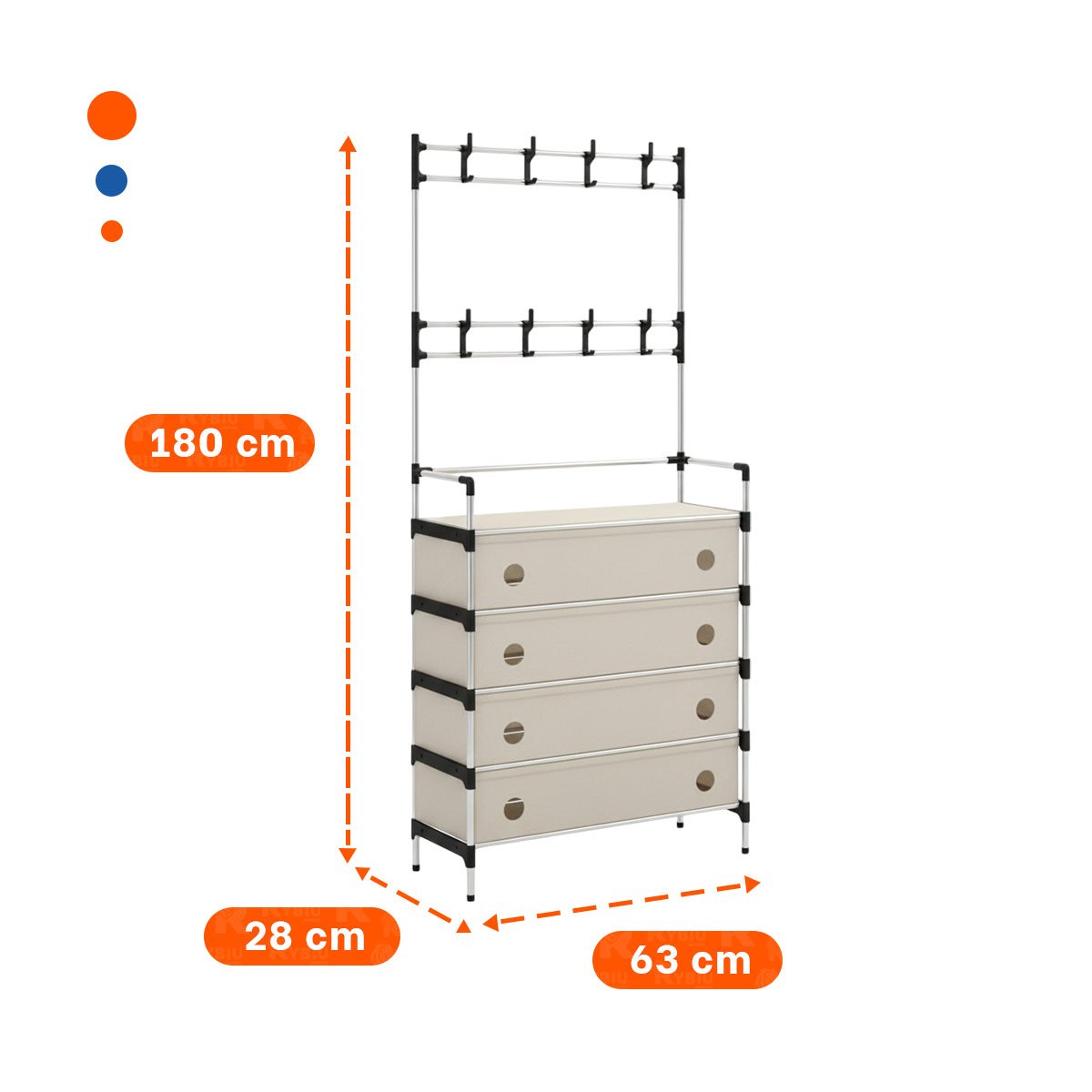PACK6 MUEBLE CERRADO CON PERCHERA PARA ESPACIOS DE CASA Y HOGAR Y+PAPEL REGALO - 4
