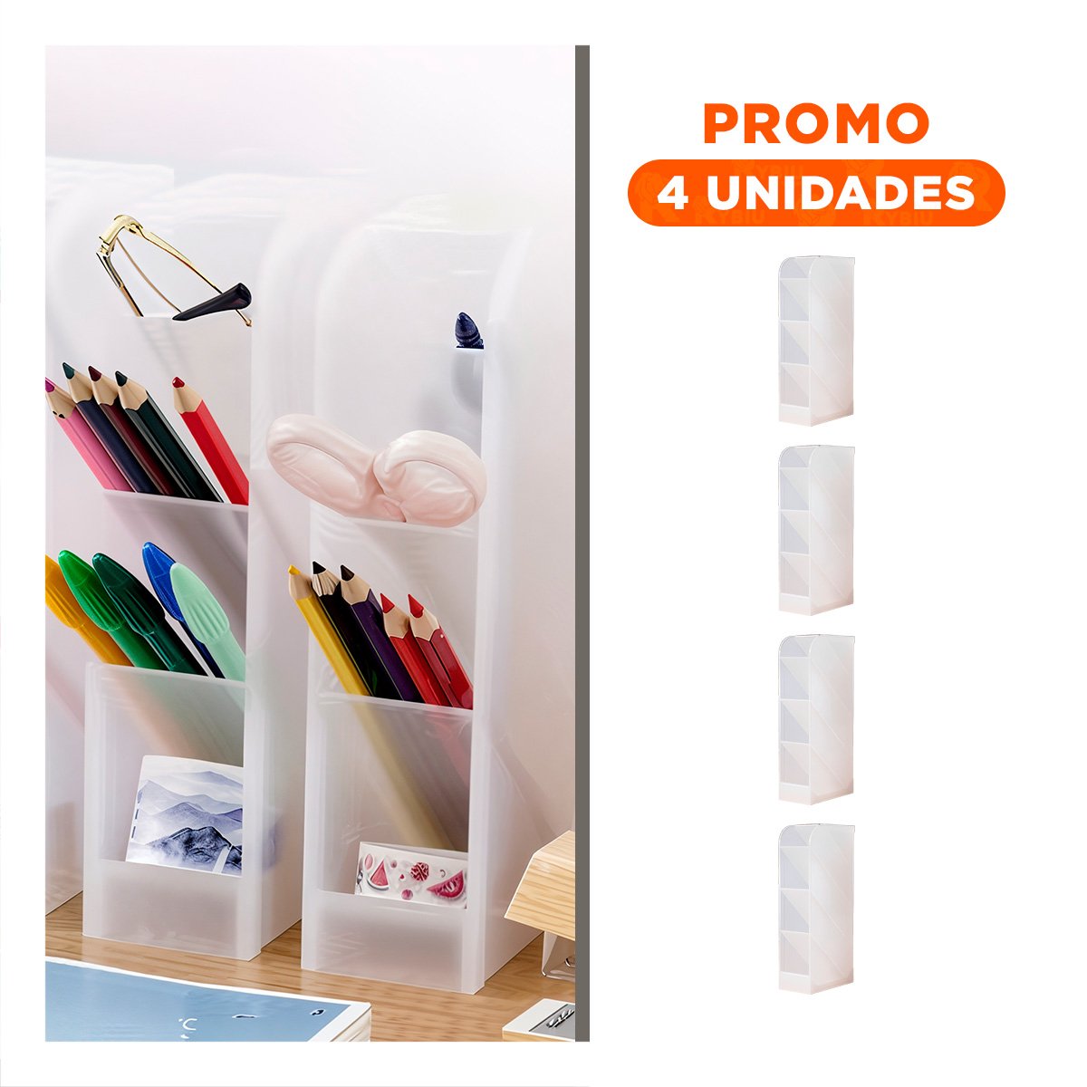 PACK4 MODULO CON DISTRIBUCION CLARA PARA UTILES BLANCO TRANSPARENTE - 1