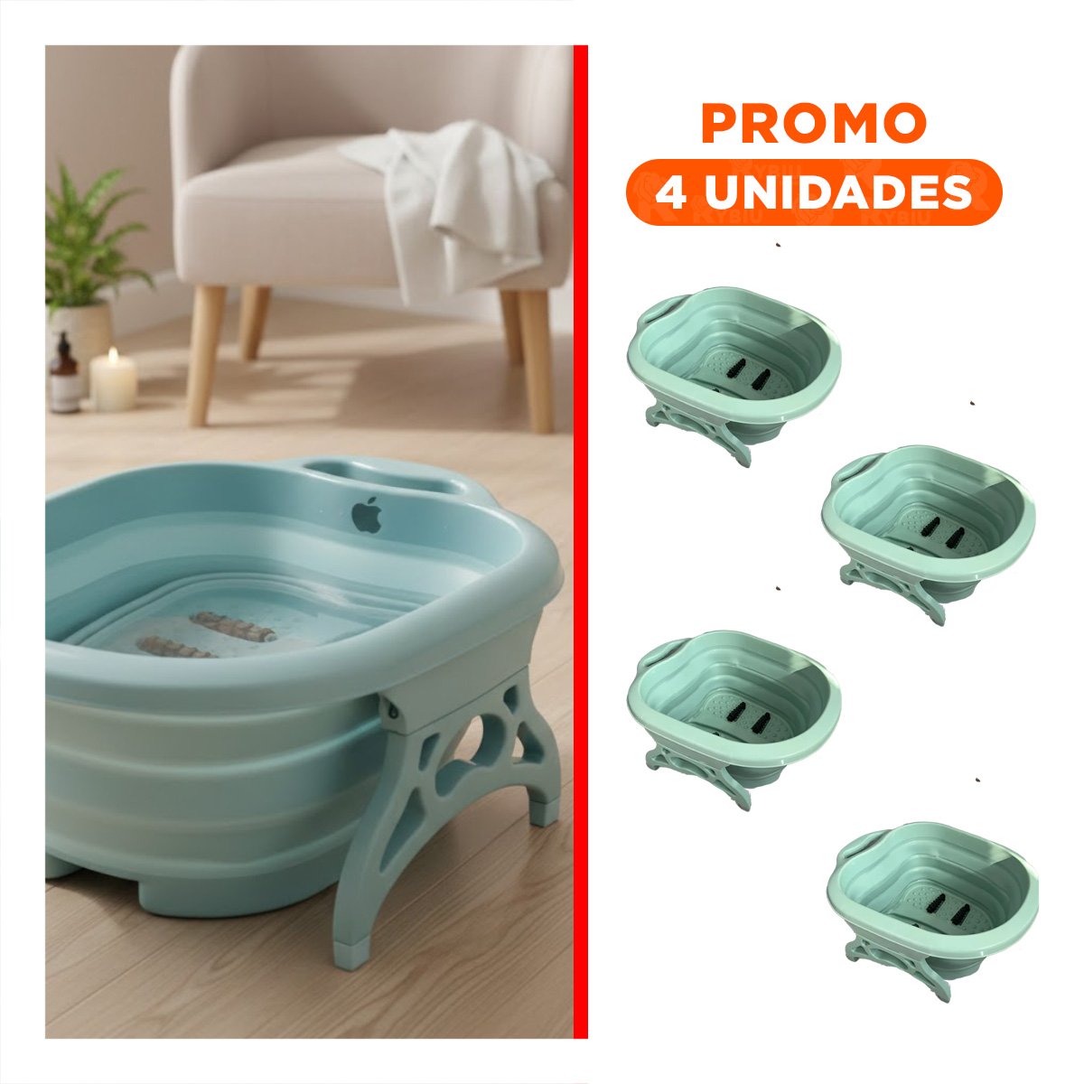 PACK4 RECIPIENTE PORTATIL CON MASAJEADOR DE PIES CELESTE CON SISTEMA DE MASAJE - 1