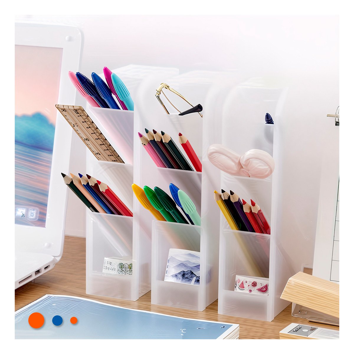 PACK2 MODULO INCLINADO PARA ESCRITORIO ACTIVO EN BLANCO TRANSPARENTE Y+REGALO STICKER - 3