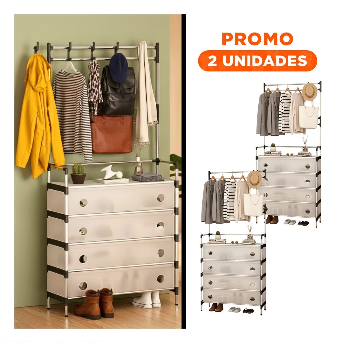 PACK2 MUEBLE CON PERCHERA CERRADO PARA AMBIENTES DE CASA Y HOGAR Y+REGALO STICKER - 1