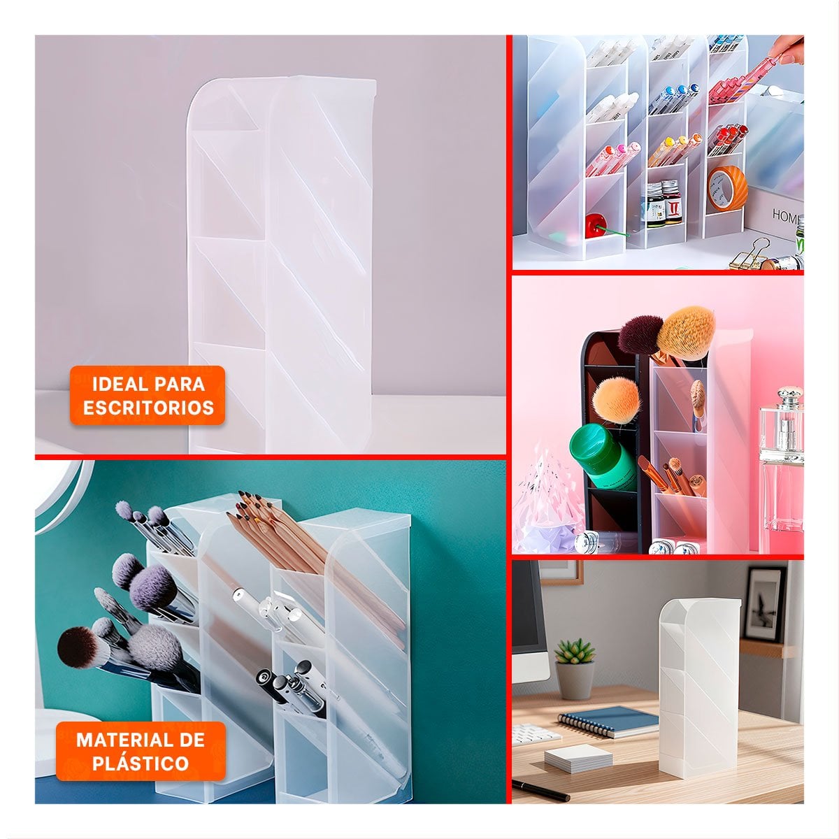 ORGANIZADOR PARA AREA LABORAL CON VISTA INCLINADA BLANCO TRANSPARENTE Y+LIGAS REGALO - 1