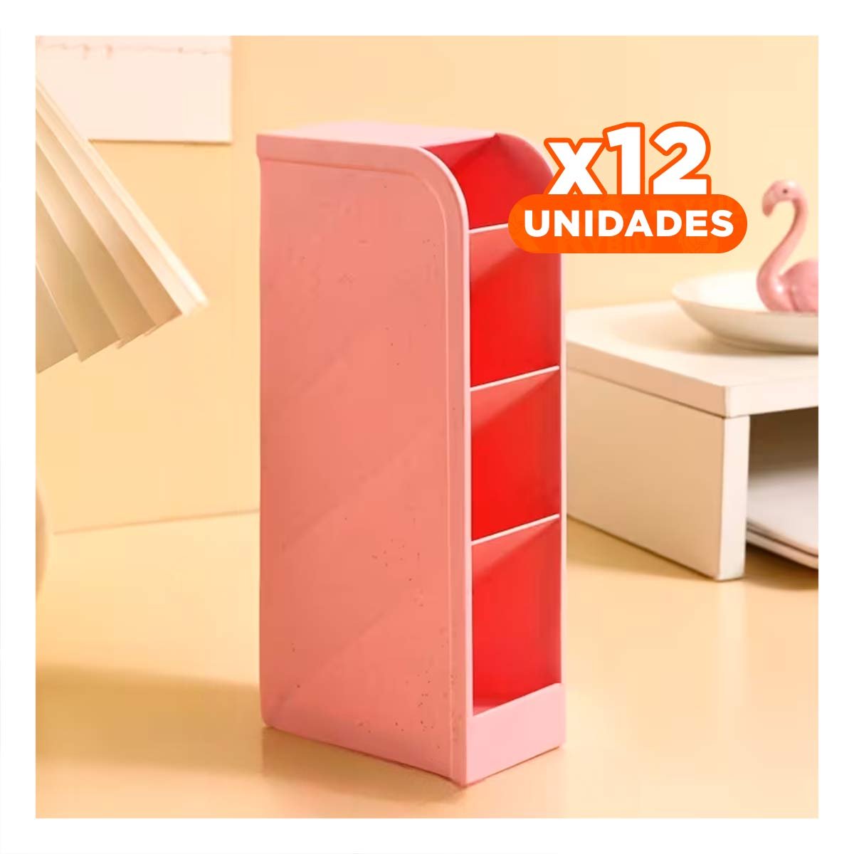 PACK12 SOPORTE FUNCIONAL PARA TRABAJO DIARIO ROSADO DE DIMENSIÓN 20,5X5X9CM Y+REGALO STICKER - 1