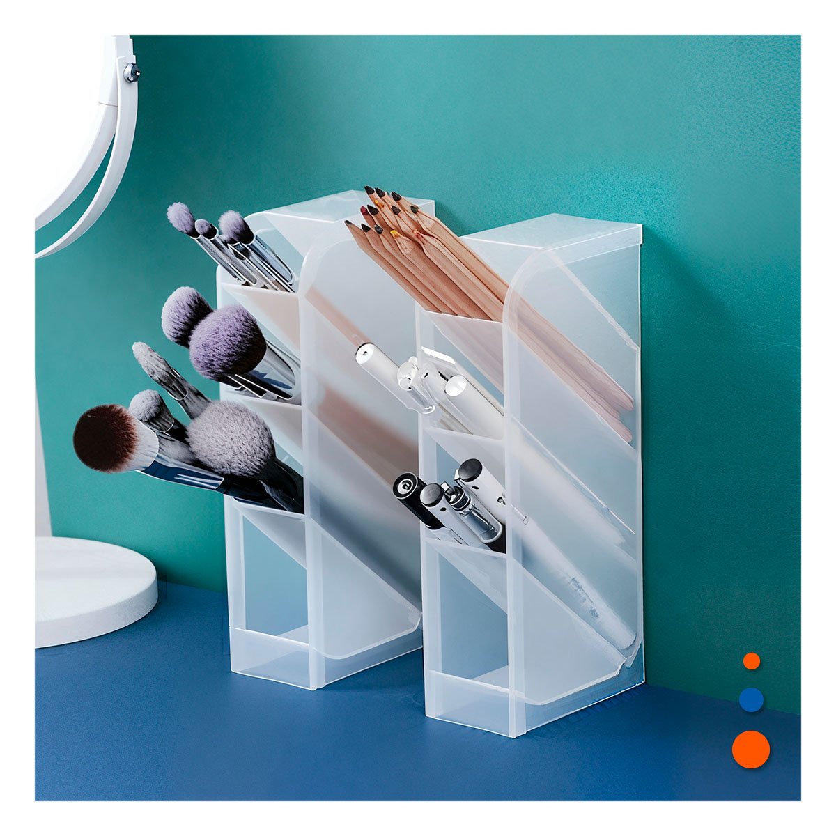 ORGANIZADOR FUNCIONAL EN BLANCO TRANSPARENTE PARA SUPERFICIE DE TRABAJO Y+POST IT - 1