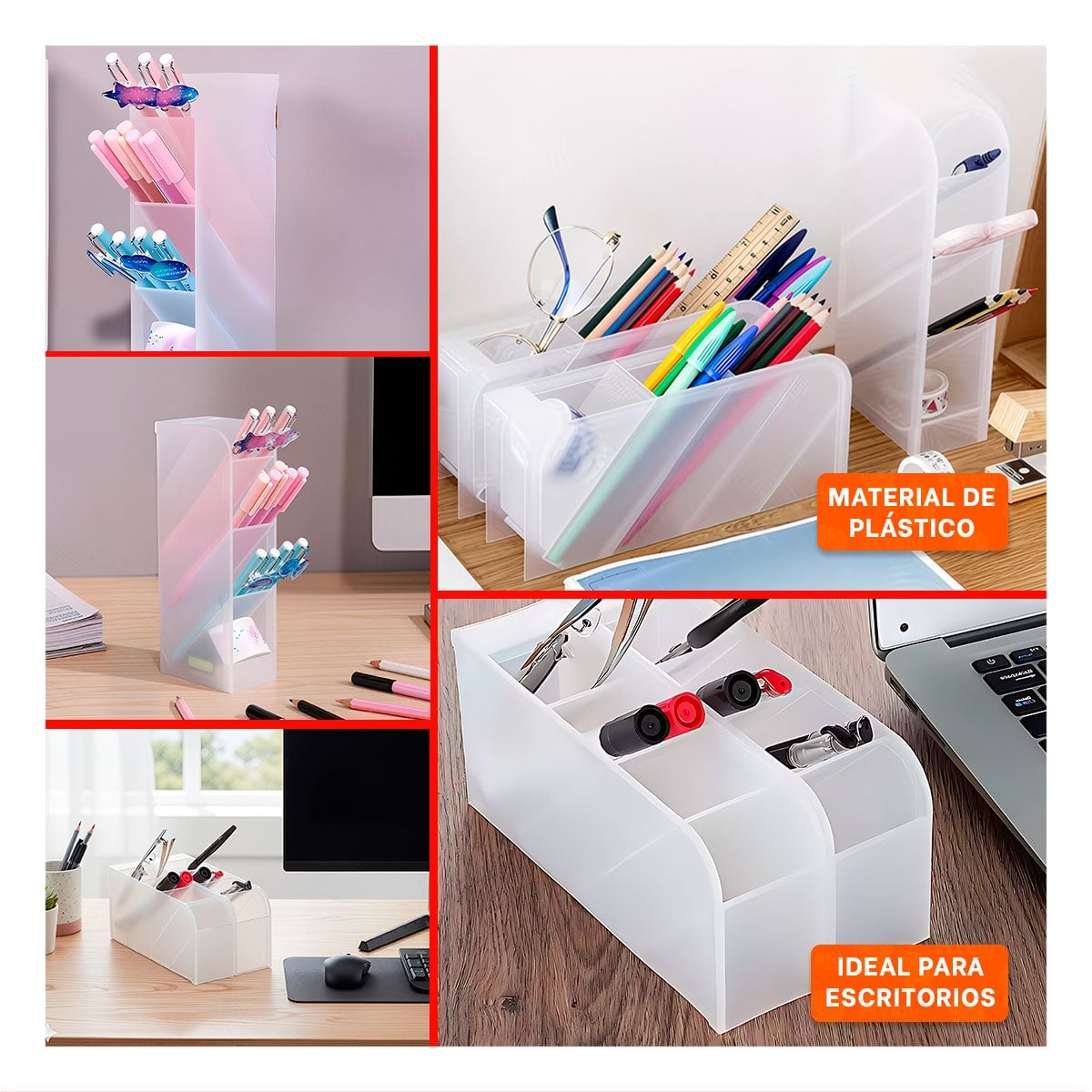 ORGANIZADOR FUNCIONAL EN BLANCO TRANSPARENTE PARA SUPERFICIE DE TRABAJO Y+POST IT - 2