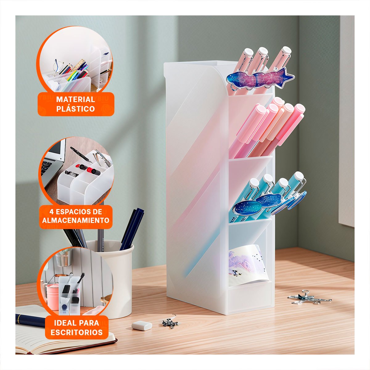 PACK2 MODULO PENSADO PARA SUPERFICIE DE TRABAJO CON COLOR BLANCO TRANSPARENTE - 5