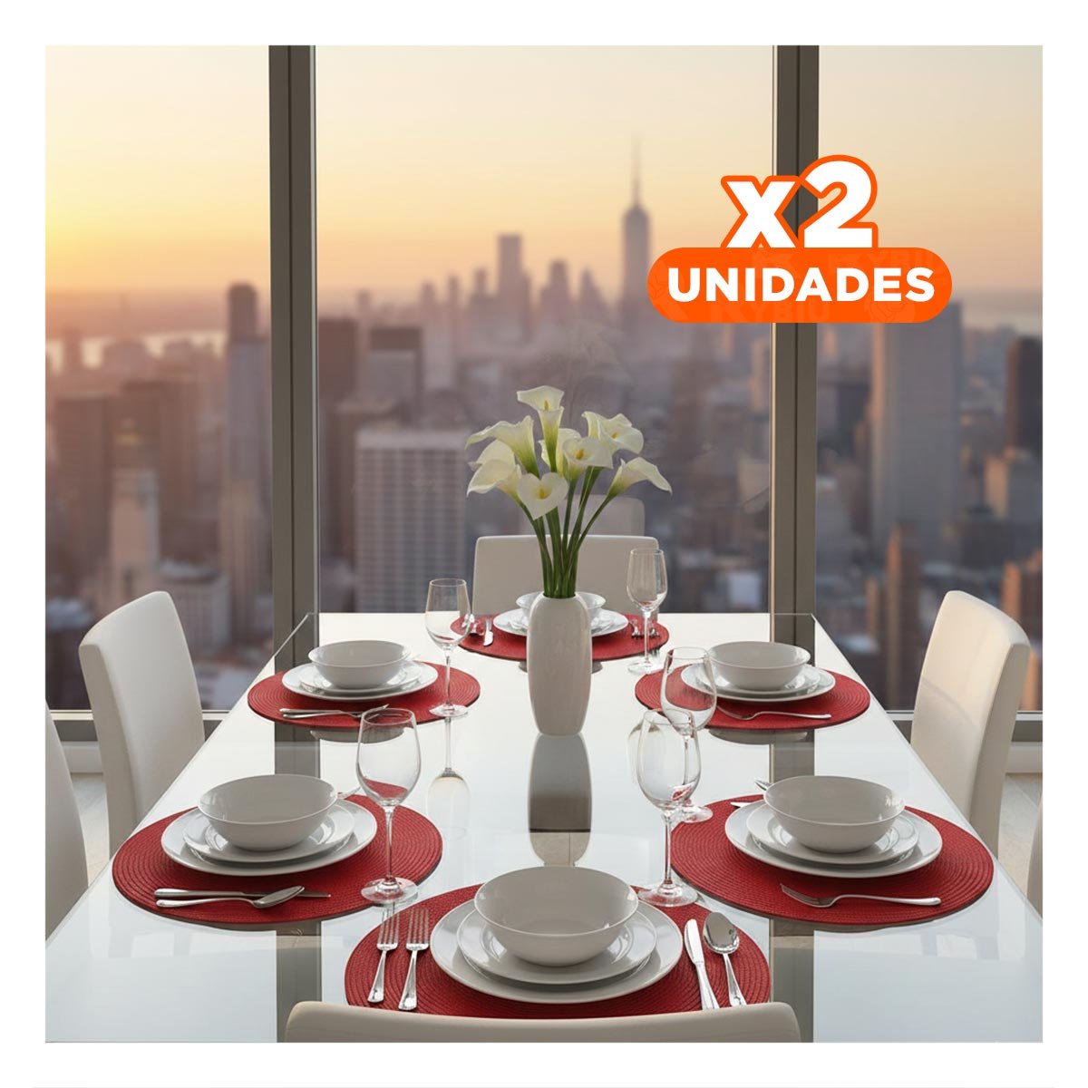 PACK2 MANTEL CIRCULAR PARA MESA FAMILIAR EN PAJITA BRILLOSO ROJO Y+PAPEL REGALO - 1