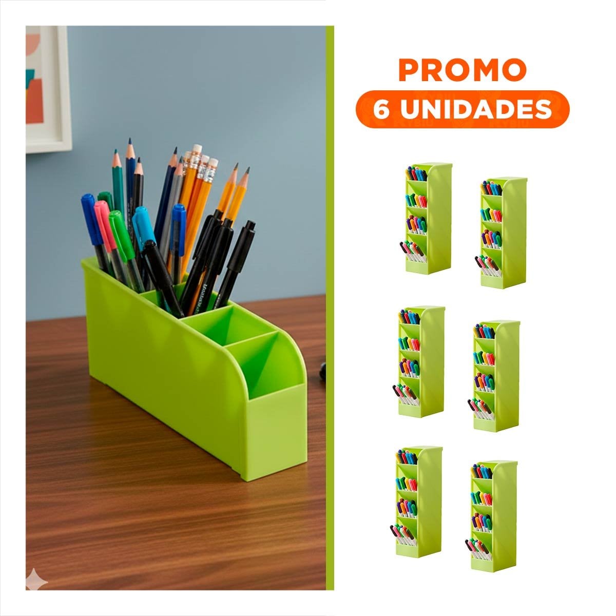 PACK6 SOPORTE DE USO DIARIO CON INCLINACION VERDE Y+REGALO STICKER - 1