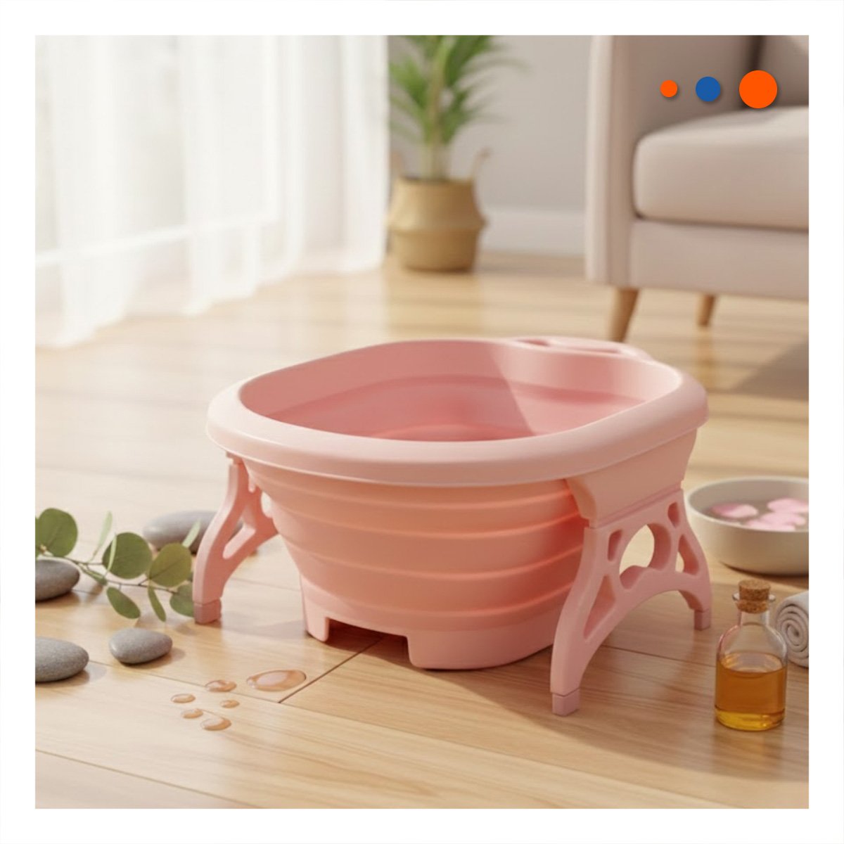 LAVADERO PORTATIL CON MASAJEADOR DE PIES ROSADO PARA USO EN CASA Y+REGALO STICKER - 2