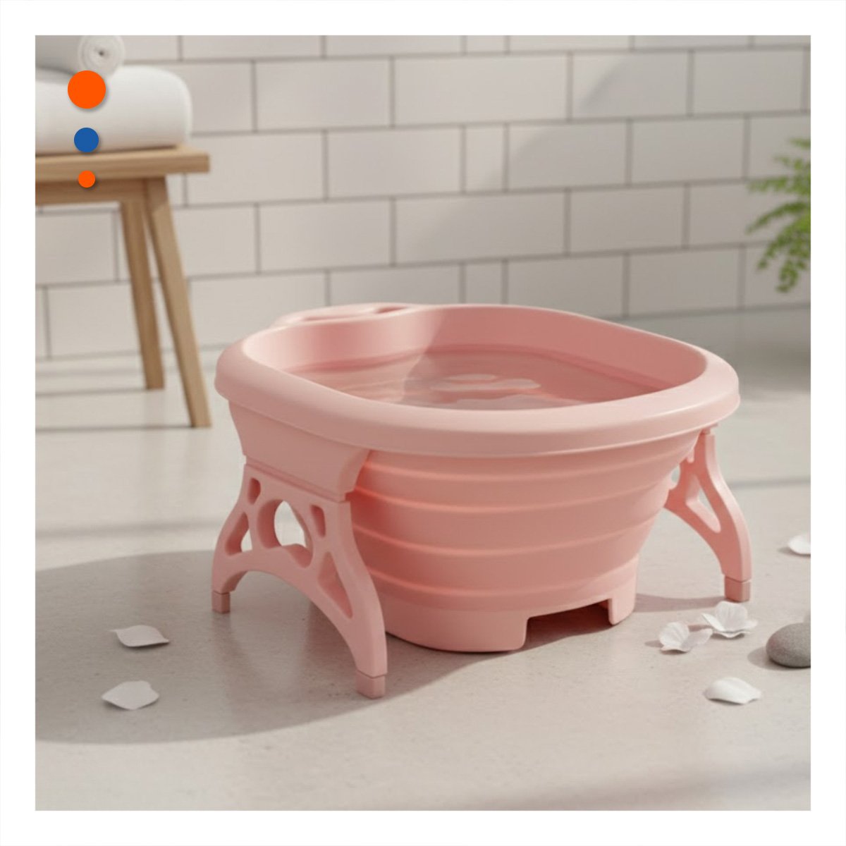 PACK6 RECIPIENTE PORTATIL CON MASAJEADOR DE PIES ROSADO PARA SPA Y HOGAR Y+REGALO STICKER - 3