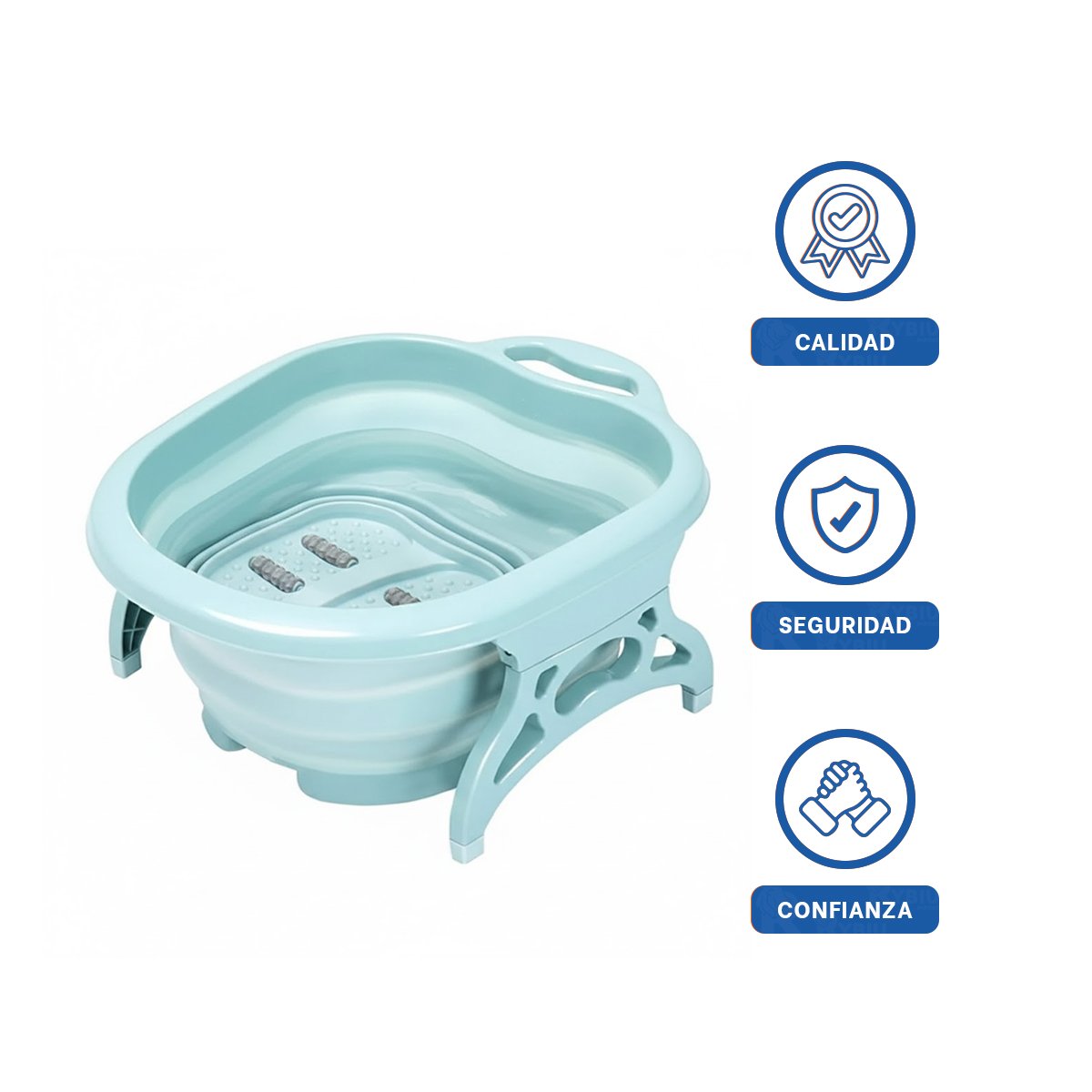RECIPIENTE PORTATIL CON MASAJEADOR DE PIES CELESTE PARA RELAJACION TOTAL Y+LIGAS REGALO - 5