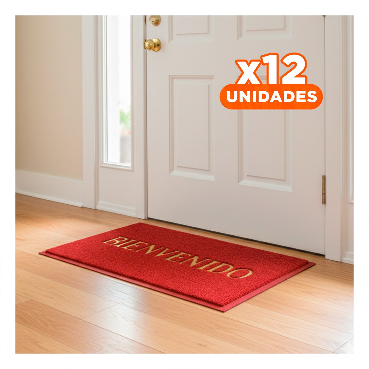 PACK12 ALFOMBRA RECTANGULAR BIENVENIDO ROJO PARA ENTRADA Y ESPACIOS SOCIALES Y+PAPEL REGALO - 1