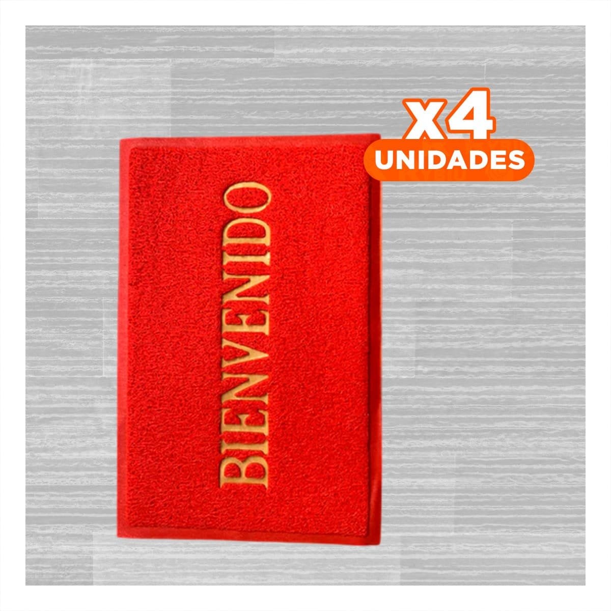 PACK4 ALFOMBRA RECTANGULAR BIENVENIDO ROJO PARA ENTRADA Y SALA DE ESPERA Y+REGALO STICKER - 1