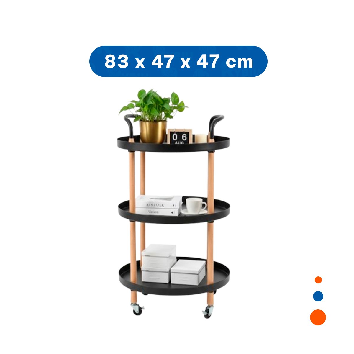 SOPORTE 3 NIVELES CIRCULAR CON ASA NEGRO PARA USO EN CASA Y+LIGAS REGALO - 4