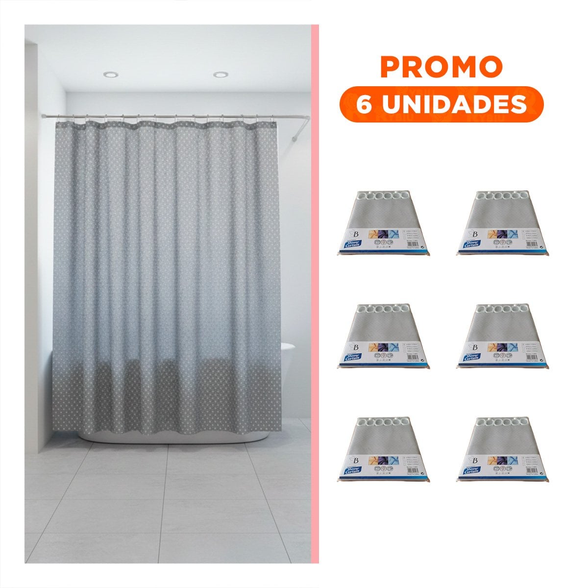 PACK6 PANEL CON PATRON TRIANGULOS DESTINADO A DUCHA PLOMO 180X180CM Y+REGALO STICKER - 1