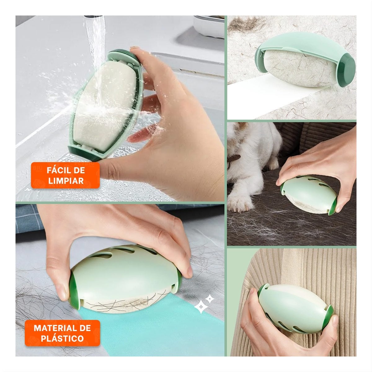 ASPIRADOR DE PELUSA REUTILIZABLE VERDE PARA ROPA SOFA Y MUEBLES Y+LIGAS REGALO - 1