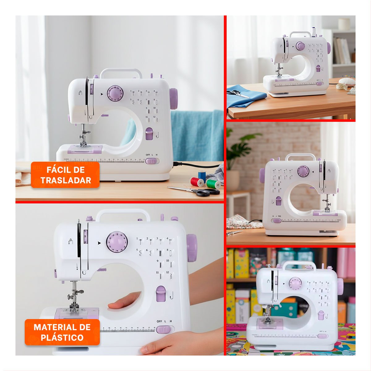 MAQUINA DE COSER DE USO HOGARENO CON PRESENCIA COMPACTA Y ACABADO COLOR BLANCO Y+LIGAS REGALO - 1
