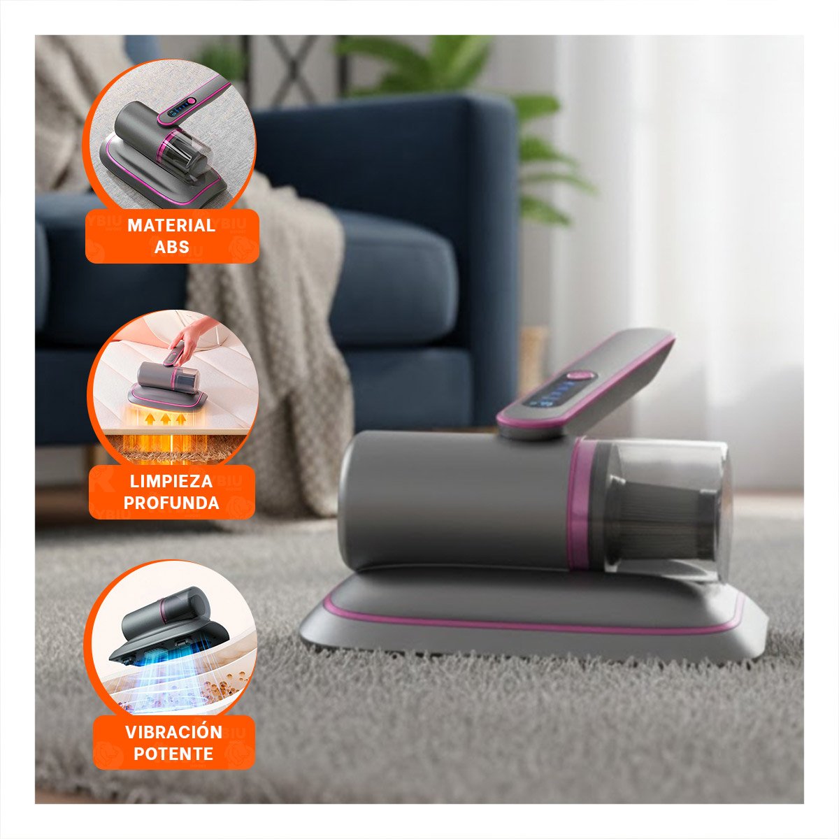 PACK2 APARATO DOMESTICO PARA ACAROS COLOR PLOMO Y FUCSIA CON USO FRECUENTE - 5