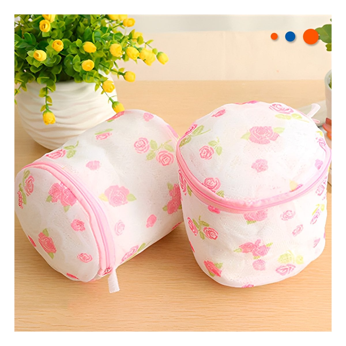 PACK4 ESTUCHE MALLA PROTECTORA ROPA DISENO CILINDRO BLANCO CON ROSAS DELICADO - 5