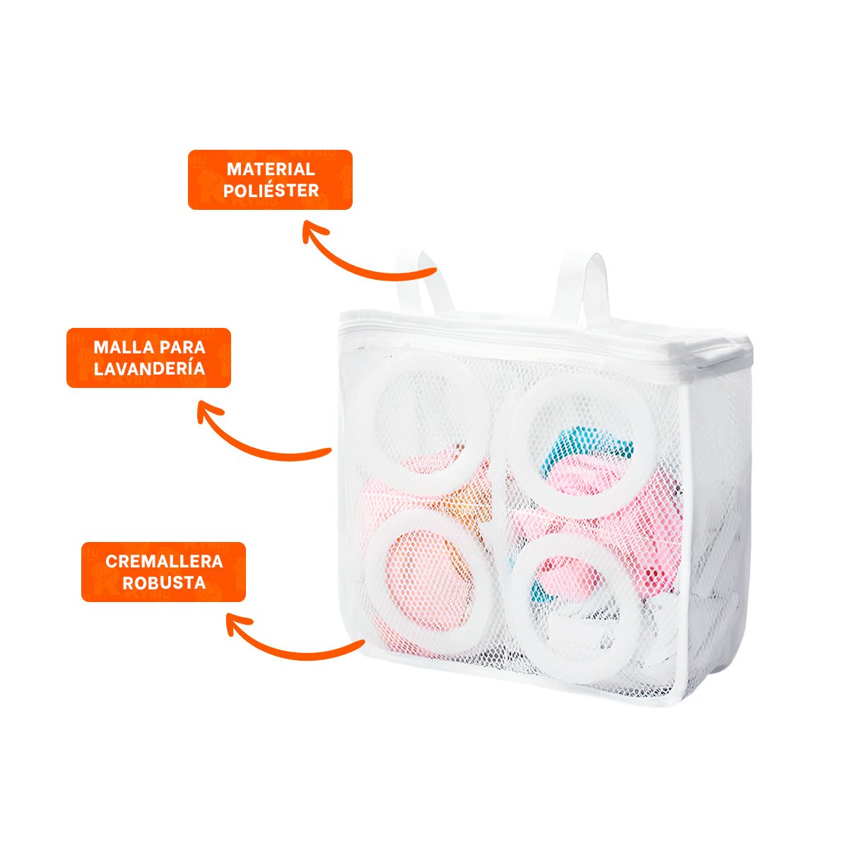 BOLSA MALLA LAVADO ZAPATOS Y ROPA FORMA RECTANGULAR COLOR BLANCO DURABLE Y+PAPEL REGALO - 5