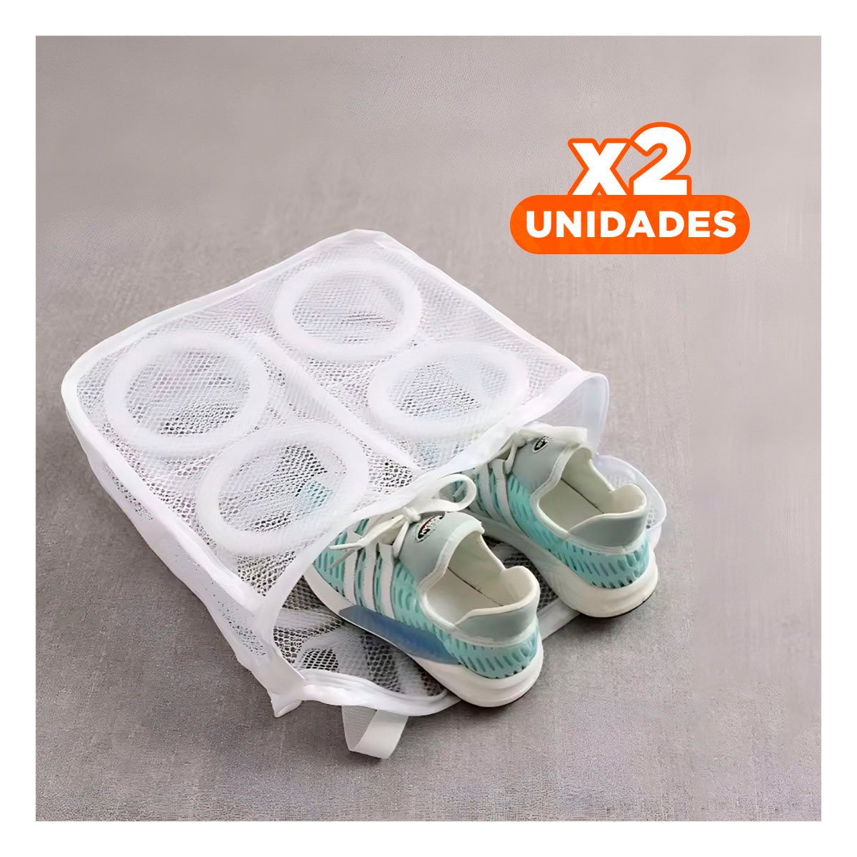 PACK2 ESTUCHE MALLA LAVADO ZAPATOS Y ROPA FORMA RECTANGULAR COLOR BLANCO Y+PAPEL REGALO - 1
