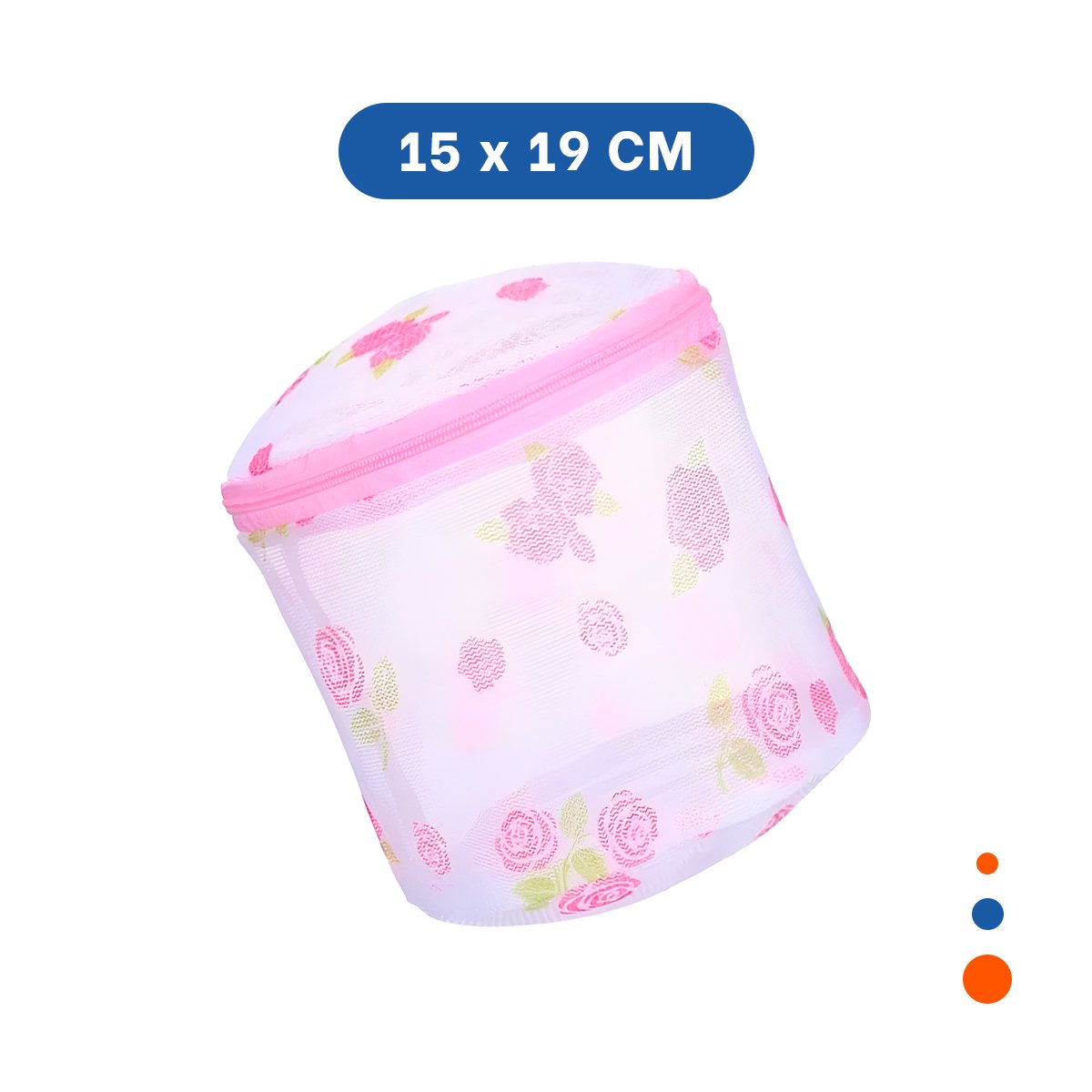 PACK6 BOLSO MALLA LAVADORA ROPA DISENO CILINDRO BLANCO CON FLORES FIRME Y+REGALO STICKER - 4