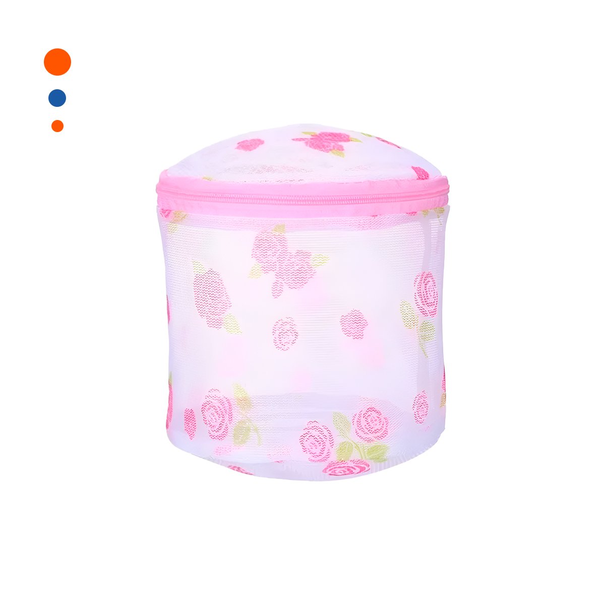 BOLSA MALLA LAVADORA ROPA DISENO CILINDRO BLANCO CON FLORES RESISTENTE Y+LIGAS REGALO - 5