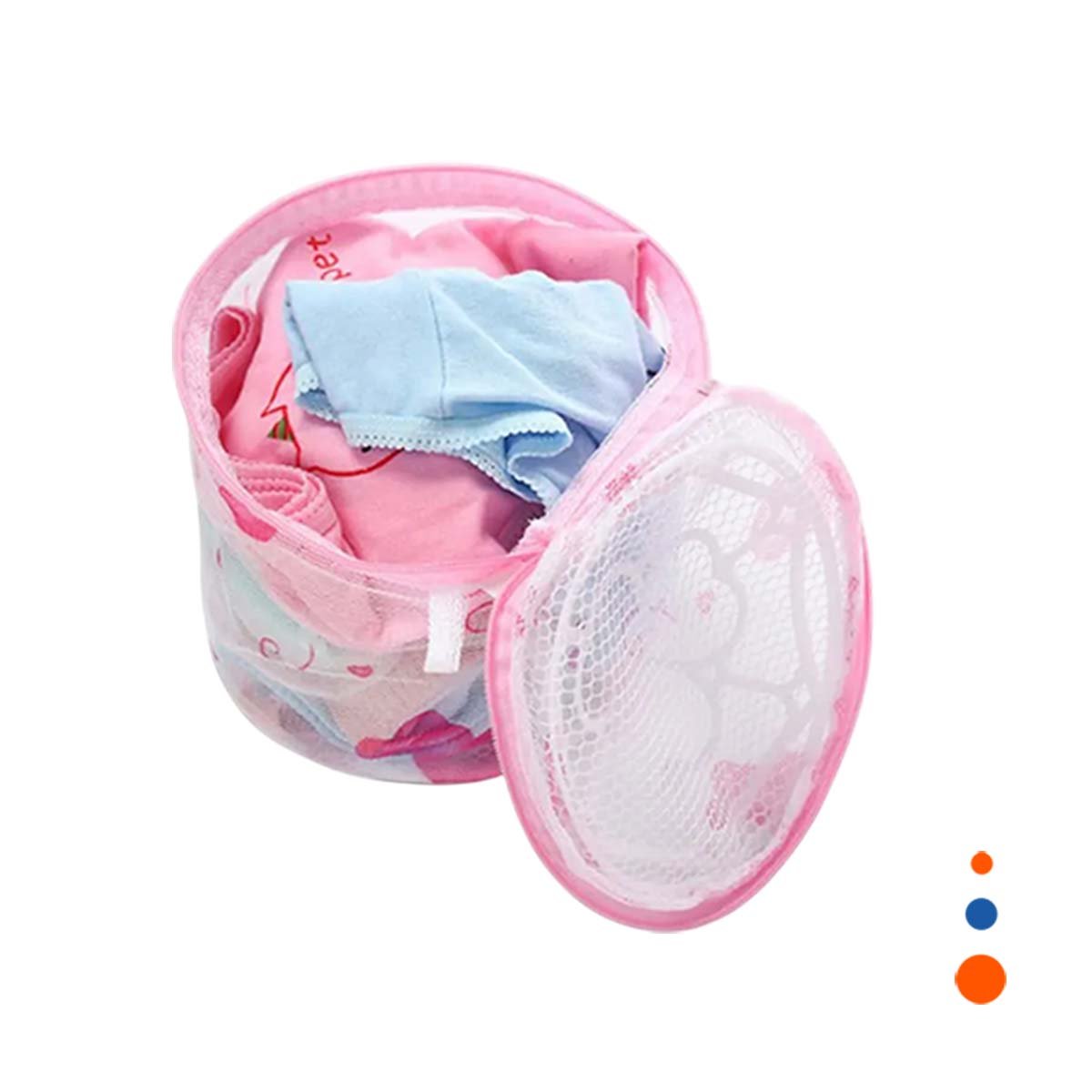 BOLSA MALLA PARA LIMPIEZA ROPA ESTILO CILINDRO BLANCO ESTAMPADO CORAZONES Y+REGALO STICKER - 1