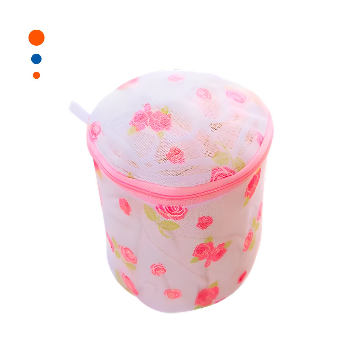 PACK12 COBERTOR MALLA LAVADO ROPA FORMA CILINDRO COLOR BLANCO DETALLE ROSAS Y+REGALO STICKER - 2