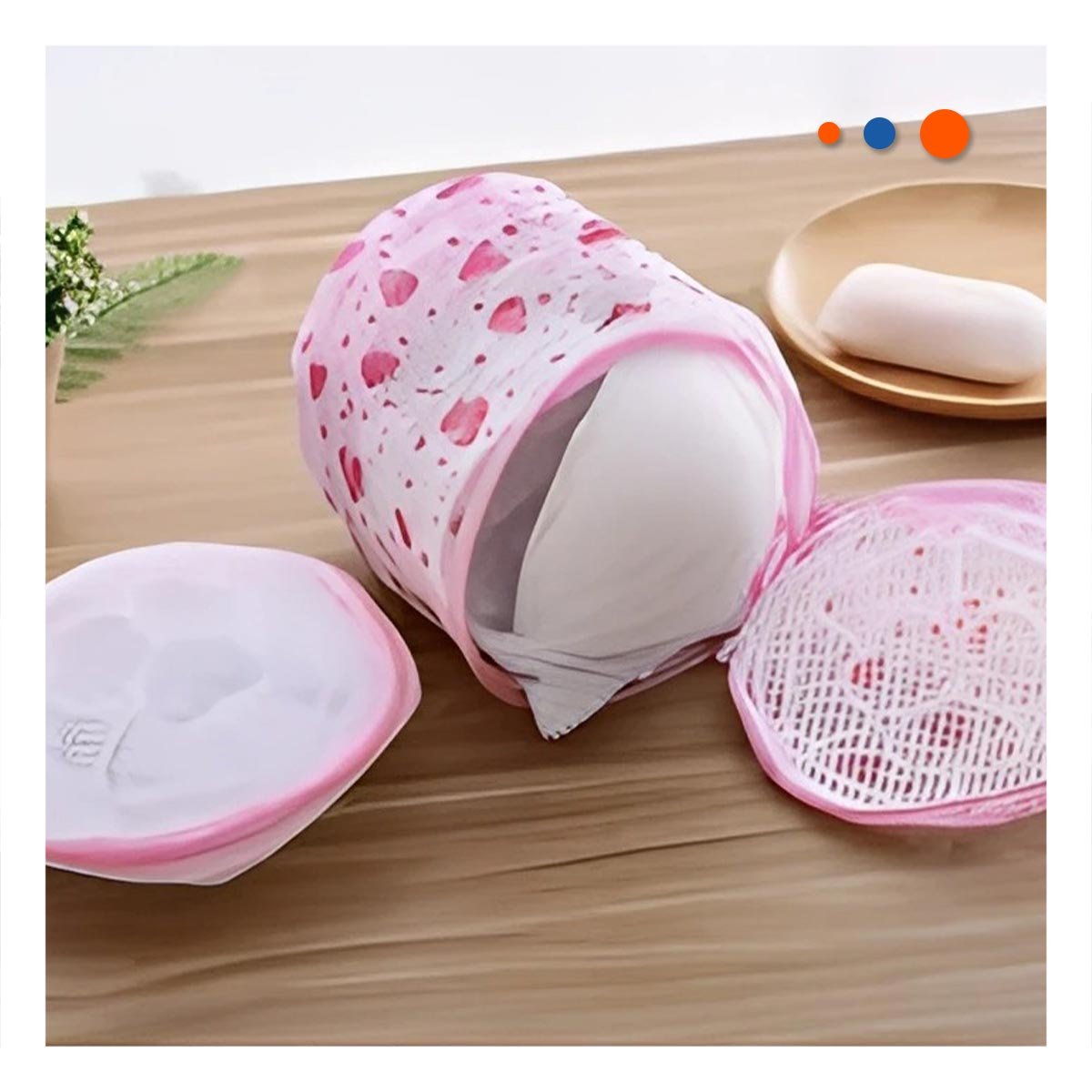 PACK4 ESTUCHE MALLA PARA LIMPIEZA ROPA FORMATO CILINDRO BLANCO CON FRESAS Y+PAPEL REGALO - 2