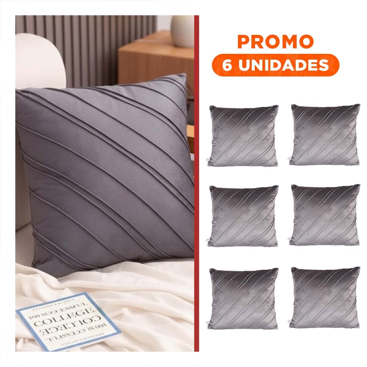 PACK6 FORRO CON TEXTURA SUAVE Y DIAGONALES MARCADAS EN TONO PLOMO INTERMEDIO Y+REGALO STICKER - 1