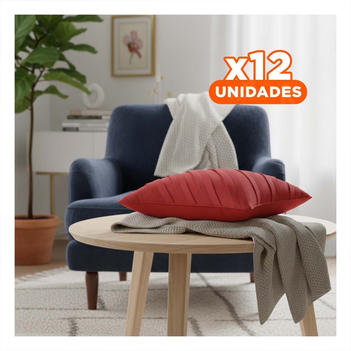 PACK12 PROTECTOR PARA ALMOHADA DE TERCIOPELO Y DIAGONALES EN ROJO DE 45CM Y+REGALO STICKER - 1