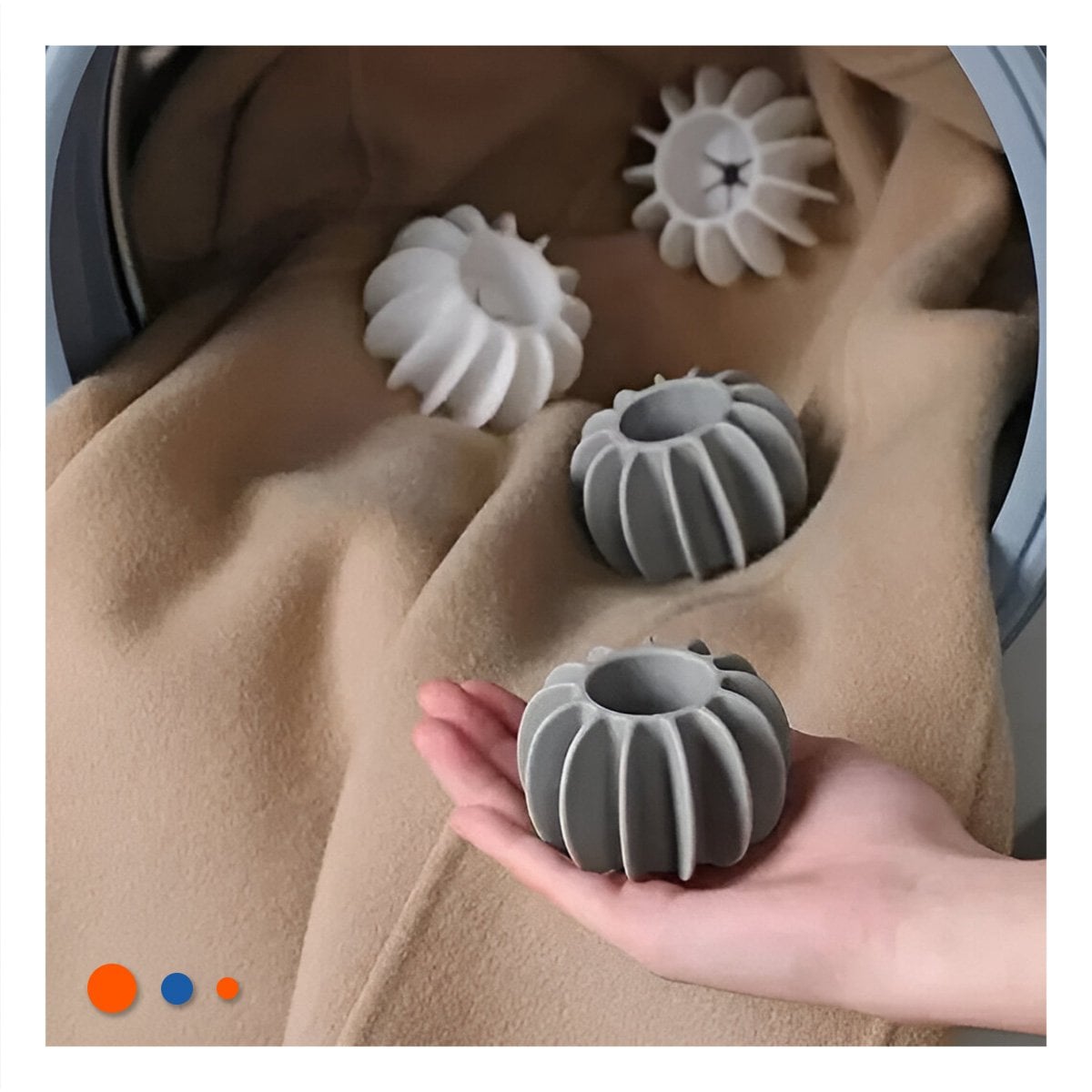 PACK6 ESFERAS DESERREDANTE DE ROPA 6 PZS BLANCO Y PLOMO PARA LIBRE DE PELUSA Y+PAPEL REGALO - 2