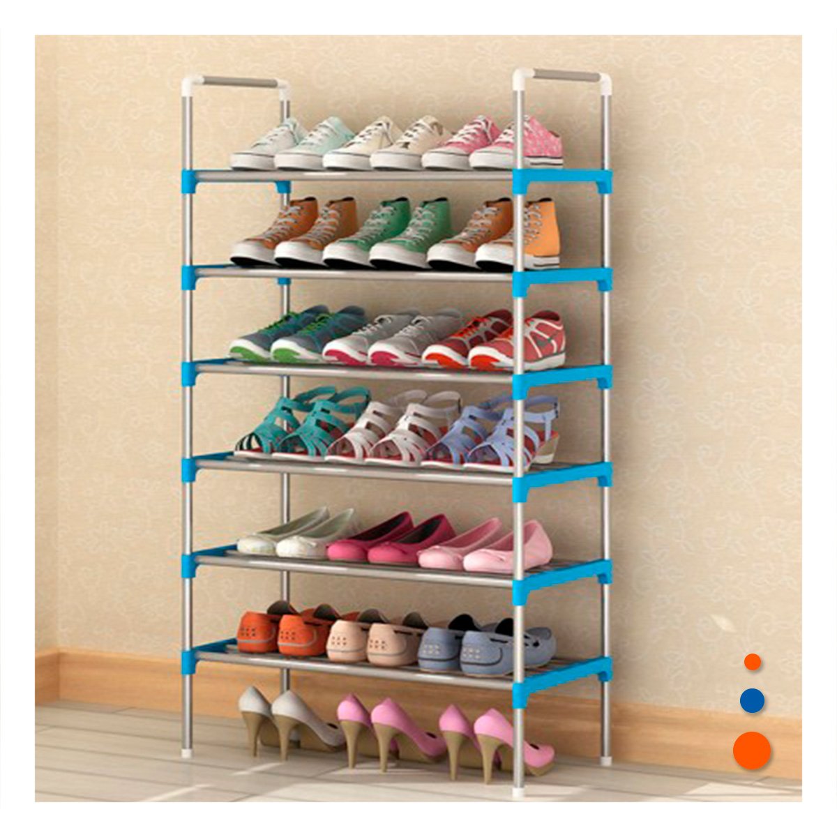 ZAPATERO VERTICAL 6 NIVELES ALMACENAJE EFICIENTE PARA CASA TONO CELESTE Y+POST IT - 1