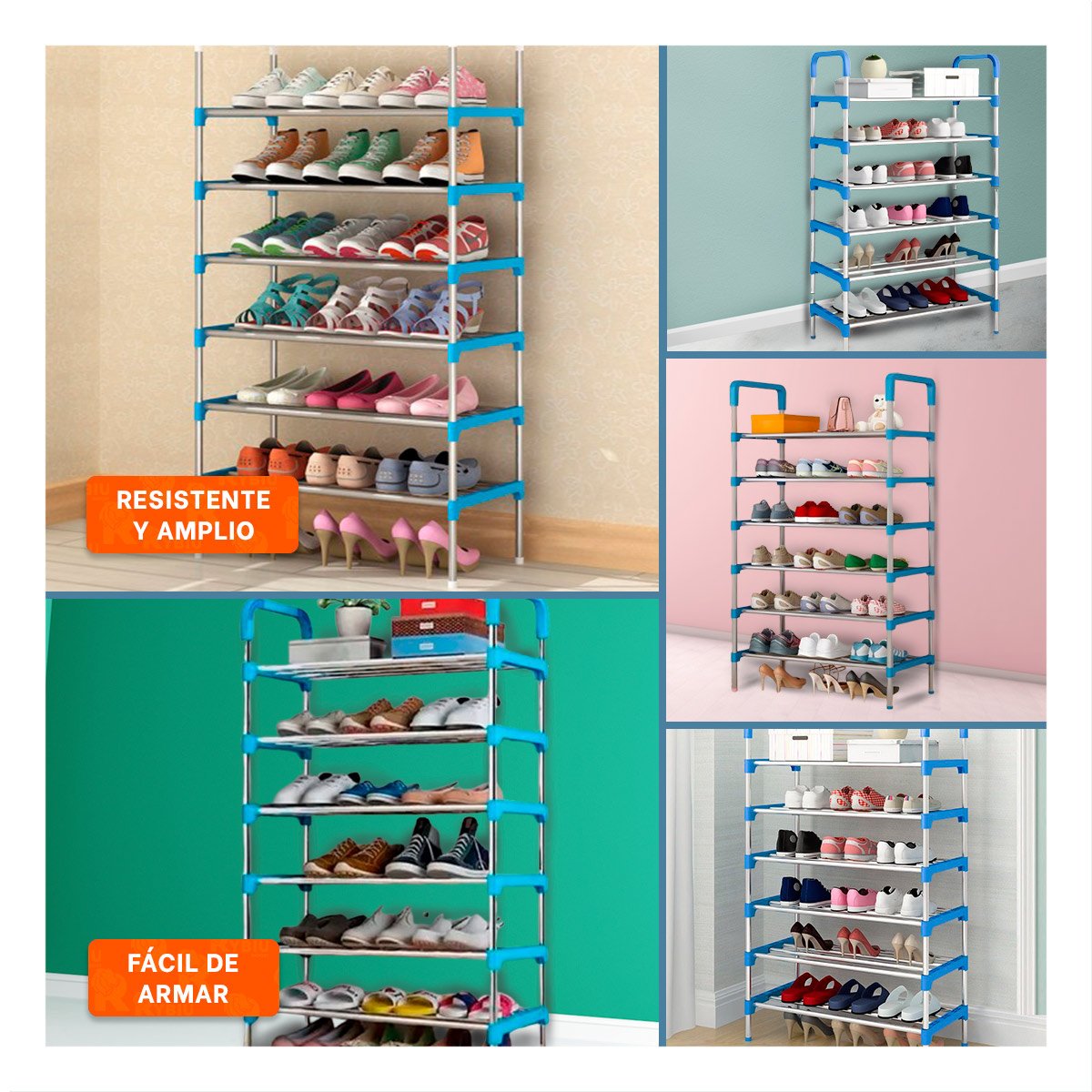 PACK6 REPISA VERTICAL 6 NIVELES ESTILO FUNCIONAL PARA CASA ORDEN CELESTE Y+PAPEL REGALO - 3