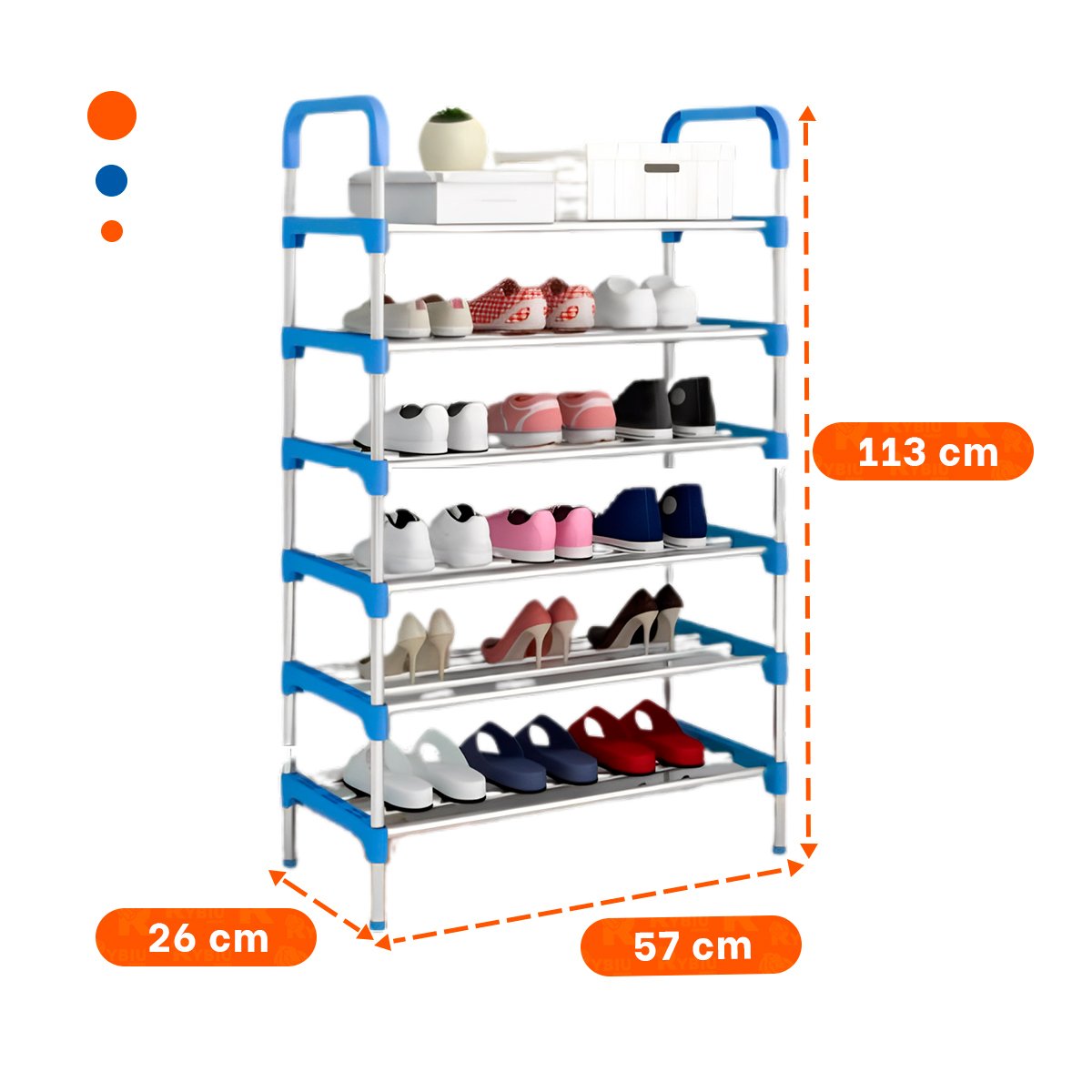 PACK4 MUEBLE VERTICAL 6 NIVELES FORMA PRACTICA PARA ESPACIOS COLOR CELESTE - 4
