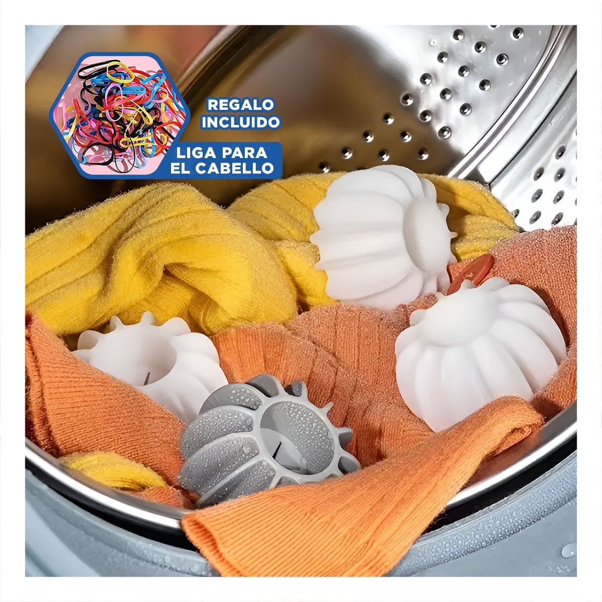 BOLAS DESERREDANTE DE ROPA 6 PZS BLANCO Y PLOMO PARA CUIDADO DE TU ROPA Y+LIGAS REGALO - 2