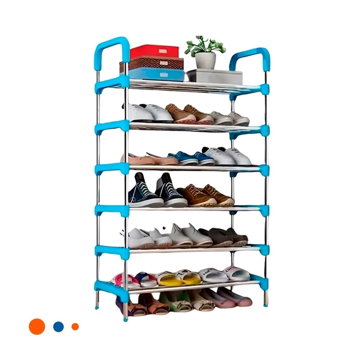 ZAPATERO VERTICAL 6 NIVELES ESTRUCTURA PRACTICA PARA HOGAR COLOR CELESTE Y+LIGAS REGALO - 5