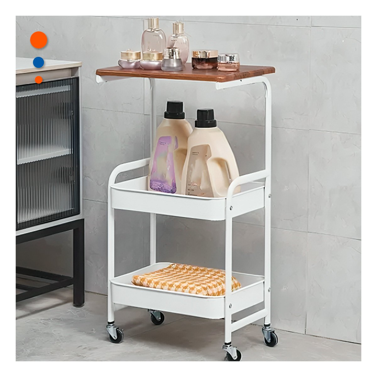 PACK4 MODULO CARRITO CON MESA 3 NIVELES CON RUEDAS DISENO FUNCIONAL BLANCO Y+REGALO STICKER - 3