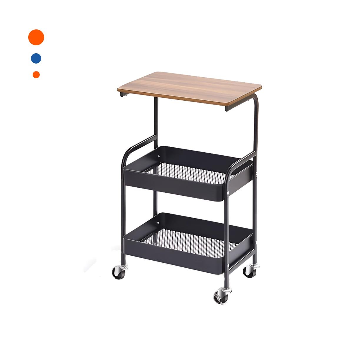 ESTANTE CARRITO CON MESA 3 NIVELES FORMA MODERNA CON RUEDAS NEGRO Y+LIGAS REGALO - 5