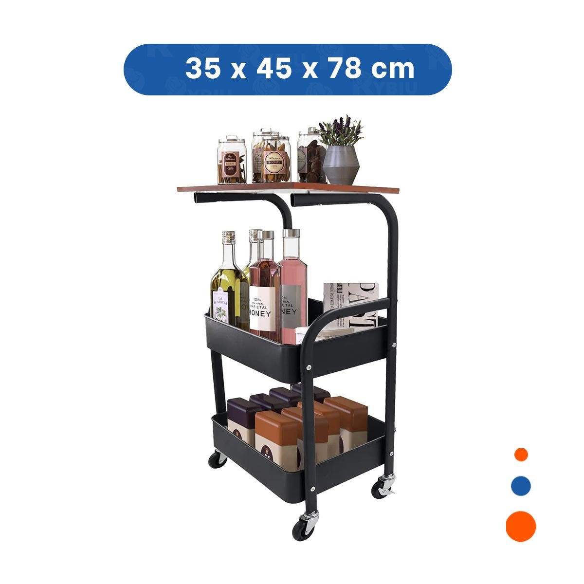 PACK2 MUEBLE CARRITO CON MESA 3 NIVELES ESTILO COMPACTO CON RUEDAS NEGRO Y+REGALO STICKER - 4