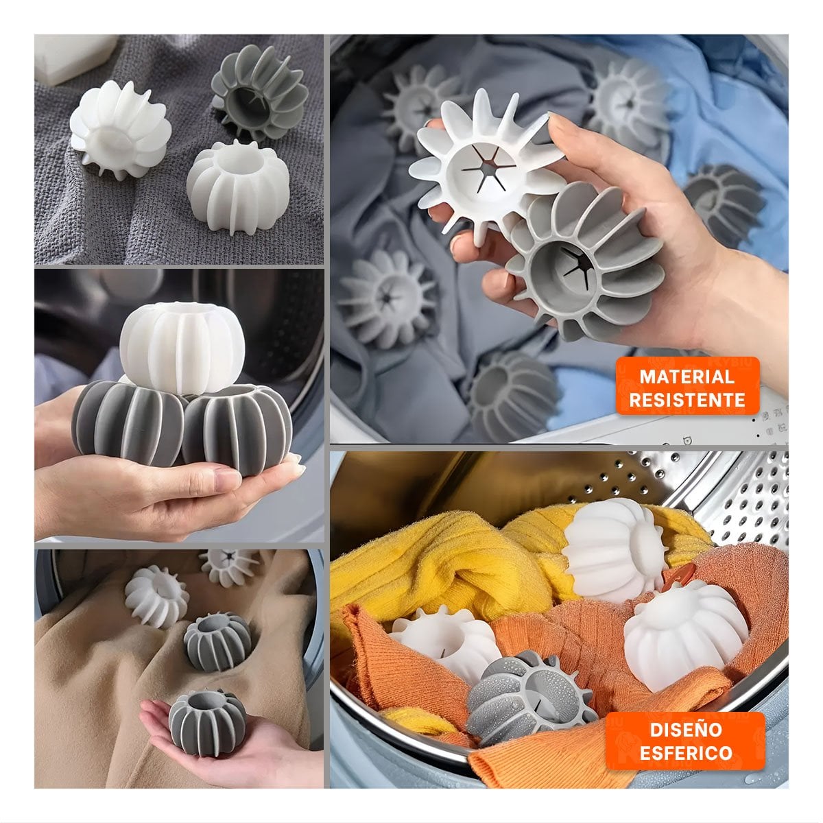PACK4 BOLITAS DESERREDANTE DE ROPA 6 PZS BLANCO Y PLOMO PARA USO EN HOGAR Y+REGALO STICKER - 2