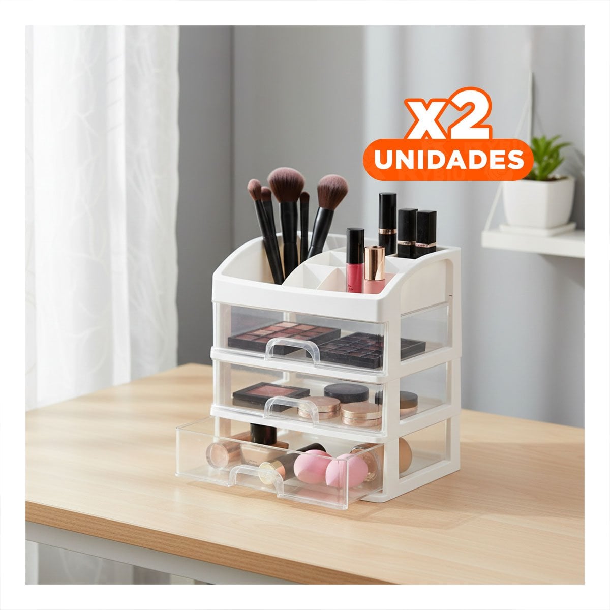 PACK2 CAJONERA DE USO DIARIO CON CAJONES Y COMPARTIMENTOS SUPERIORES Y+PAPEL REGALO - 1