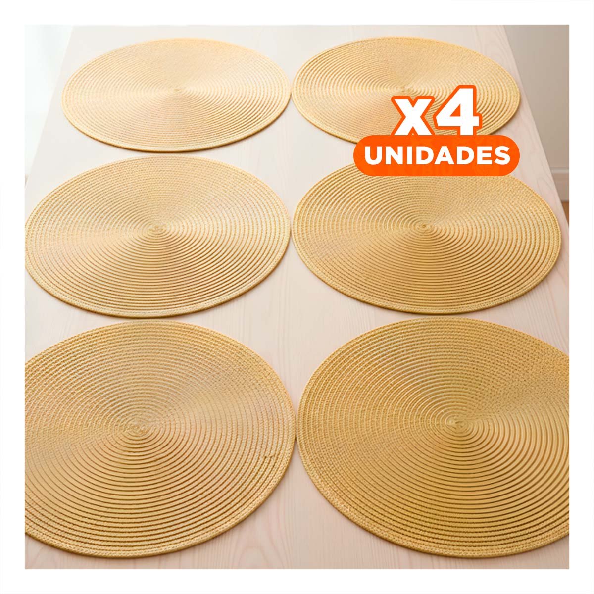 PACK4 MANTEL PARA MESA CIRCULAR EN COLOR DORADO PAJITA BRILLOSO Y+PAPEL REGALO - 1